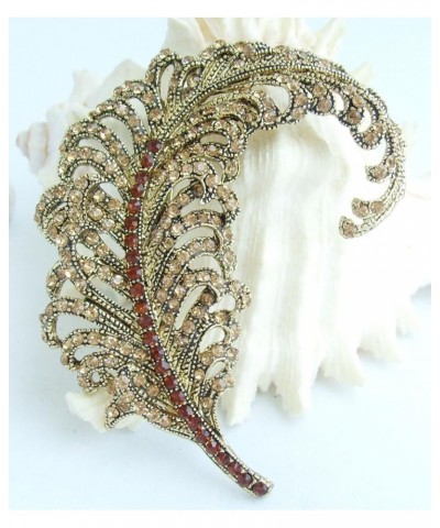 Sindary 3.35" Austrian Rhinestone Crystal Leaf Brooch Pin Pendant BZ5065 Gold-Tone Brown $11.77 Brooches & Pins