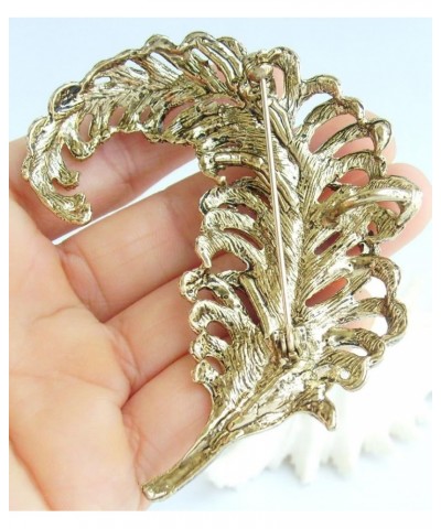 Sindary 3.35" Austrian Rhinestone Crystal Leaf Brooch Pin Pendant BZ5065 Gold-Tone Brown $11.77 Brooches & Pins