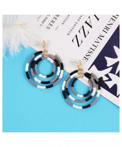 Clay Heishi Beaded Drop Earrings For Women Colorful Statement Summer Beach Dangle Boho Earring Black $9.85 Earrings