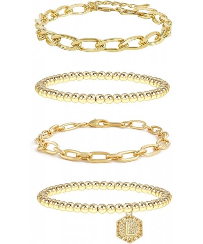 Gold Plated Bracelets For Women Gold Initial Bracelets Stackable Bead Bracelet Set Layered Gold Chain Bangles Cute Bracelets ...