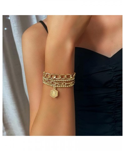 Gold Plated Bracelets For Women Gold Initial Bracelets Stackable Bead Bracelet Set Layered Gold Chain Bangles Cute Bracelets ...