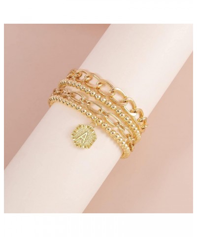 Gold Plated Bracelets For Women Gold Initial Bracelets Stackable Bead Bracelet Set Layered Gold Chain Bangles Cute Bracelets ...