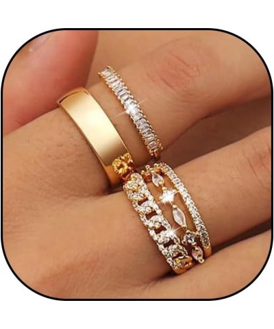 Gold Rings That Don't Tarnish for Women Stackable Moissanite Engagement Rings Set Sparkly Cubic Zirconia Rings Rhinestone Tre...