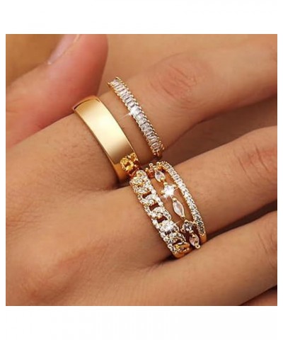 Gold Rings That Don't Tarnish for Women Stackable Moissanite Engagement Rings Set Sparkly Cubic Zirconia Rings Rhinestone Tre...