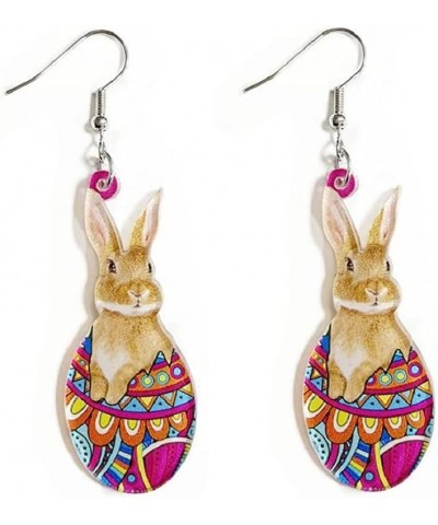 Cute Acrylic Wooden Easter Rabbit Bunny Drop Earrings Mushroom Colorful Holiday Easter Eggs Flower Basket Dangle Earrings for...