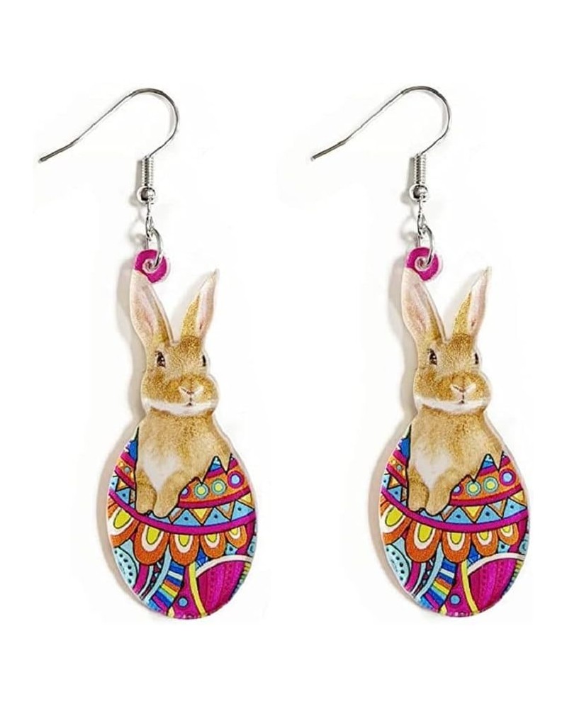 Cute Acrylic Wooden Easter Rabbit Bunny Drop Earrings Mushroom Colorful Holiday Easter Eggs Flower Basket Dangle Earrings for...