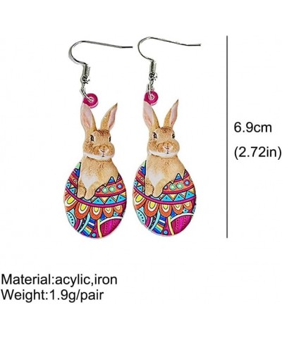 Cute Acrylic Wooden Easter Rabbit Bunny Drop Earrings Mushroom Colorful Holiday Easter Eggs Flower Basket Dangle Earrings for...