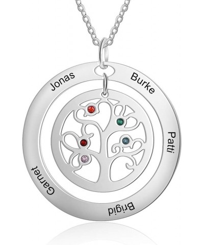 Personalized Tree of Life Mothers Necklaces for Women Family Tree Necklaces with 2-9 Simulated Birthstones 2-9 Names Pendant ...