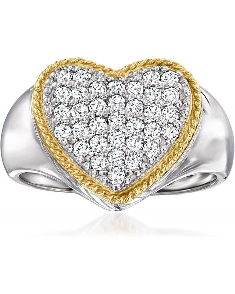 0.50 ct. t.w. CZ Heart Ring in Sterling Silver and 14kt Yellow Gold $59.24 Rings