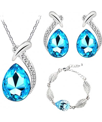 Woman Rhinestone Mosaic Falling Pendant Chain Band Ear Loop Ornament Kit Headphone Ocean Blue $3.36 Jewelry Sets