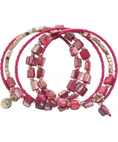 Bohemian Layered Shell Beaded Necklace Set Seed Bead Irregular Costume Jewelry for Women Red-SL $11.36 Jewelry Sets