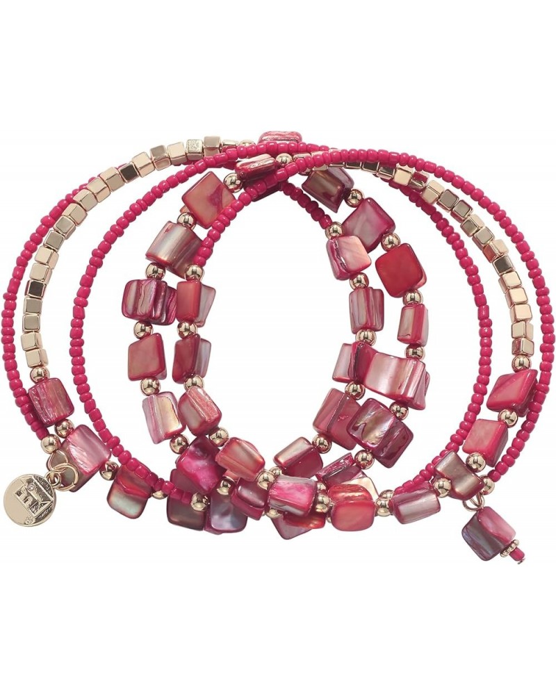 Bohemian Layered Shell Beaded Necklace Set Seed Bead Irregular Costume Jewelry for Women Red-SL $11.36 Jewelry Sets