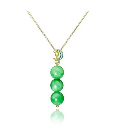 Jade Necklace for Women, Blue Pure Natural Stone Bead Handmade Necklace 18K Gold Plated Good Luck Jade Jewelry Necklace Handm...