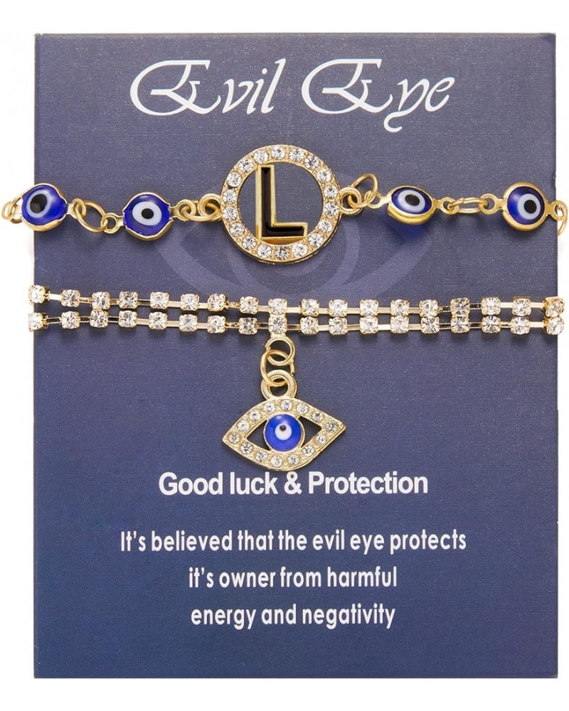 Initial Evil Eye Bracelet for Women Gold Letter Evil Eye Tennis Chain Bracelet Anklet Protection Mal De Ojo Bracelets for Gir...