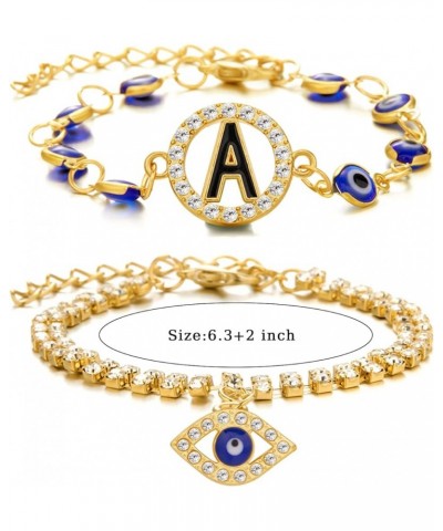 Initial Evil Eye Bracelet for Women Gold Letter Evil Eye Tennis Chain Bracelet Anklet Protection Mal De Ojo Bracelets for Gir...