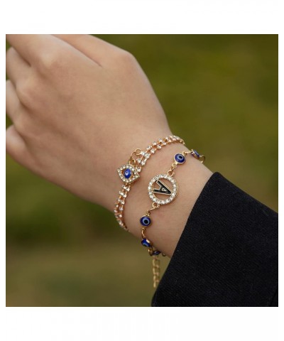 Initial Evil Eye Bracelet for Women Gold Letter Evil Eye Tennis Chain Bracelet Anklet Protection Mal De Ojo Bracelets for Gir...