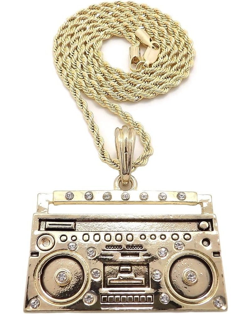 Boom Box Pendant Necklace GOLD COLOR WITH 24 INCH ROPE CHAIN $18.06 Necklaces