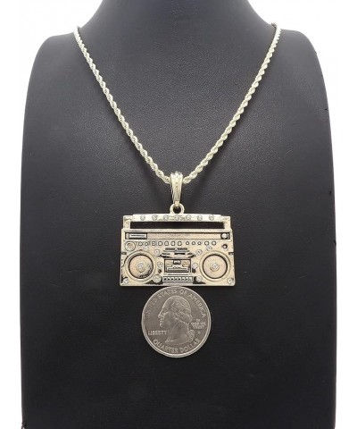 Boom Box Pendant Necklace GOLD COLOR WITH 24 INCH ROPE CHAIN $18.06 Necklaces