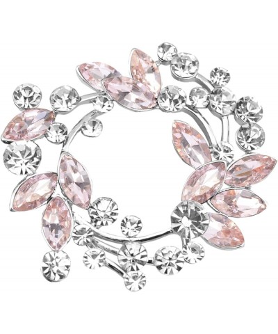 Clear Crystal Rhinestone Floral Wreath Pin Brooch BZ005 Pink Silvery Tone $10.63 Brooches & Pins