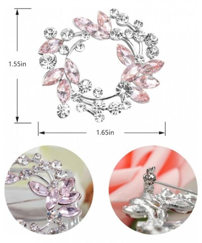 Clear Crystal Rhinestone Floral Wreath Pin Brooch BZ005 Pink Silvery Tone $10.63 Brooches & Pins