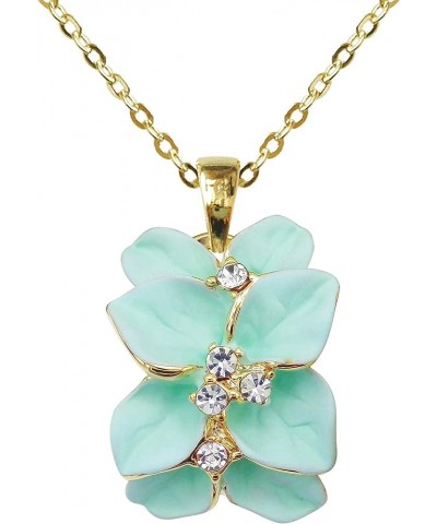 18k Gold Plated Clear Crystal Enamel Leaves Flower Pendant Necklace 16"+2 Light Green $9.34 Necklaces