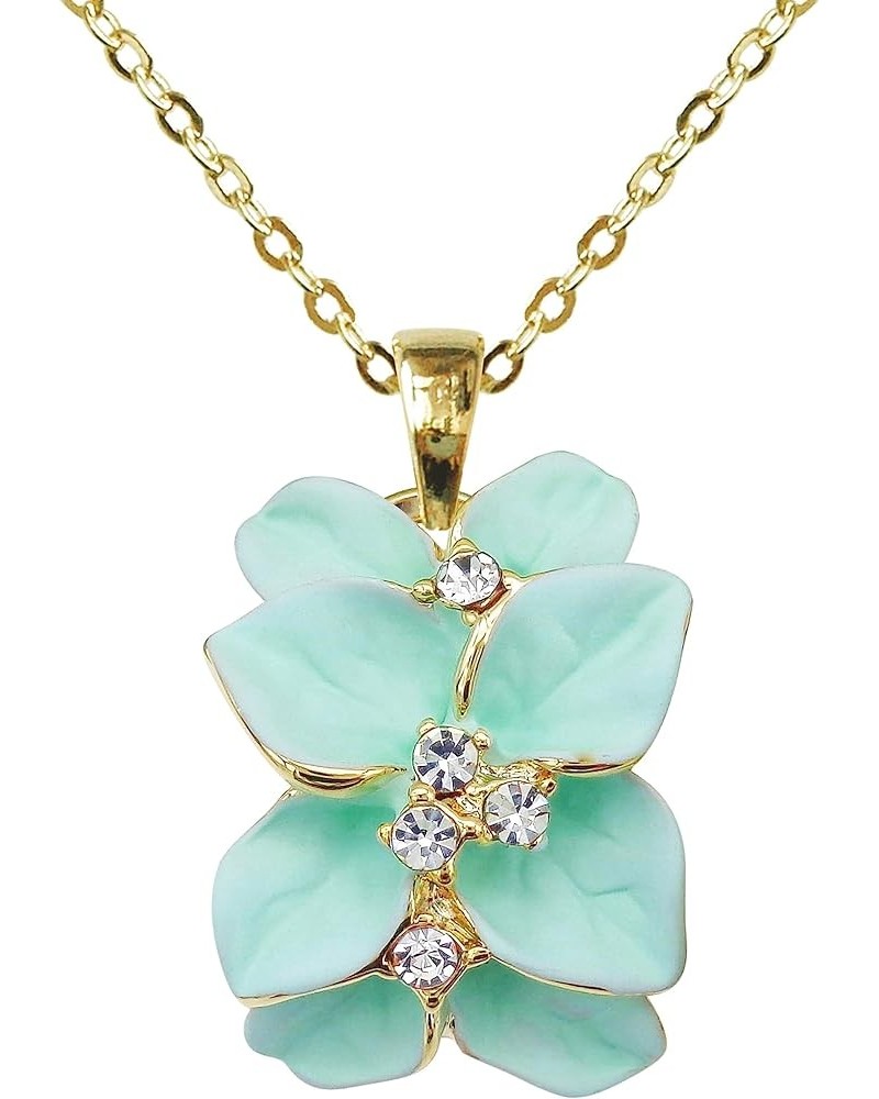 18k Gold Plated Clear Crystal Enamel Leaves Flower Pendant Necklace 16"+2 Light Green $9.34 Necklaces