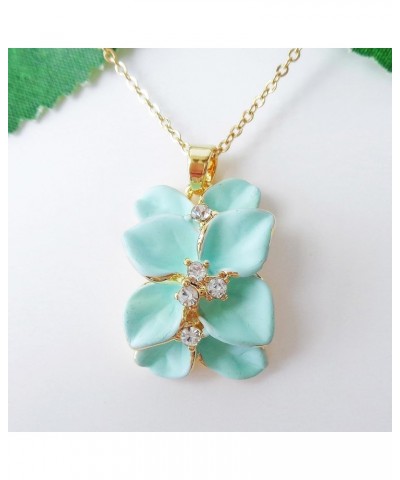 18k Gold Plated Clear Crystal Enamel Leaves Flower Pendant Necklace 16"+2 Light Green $9.34 Necklaces