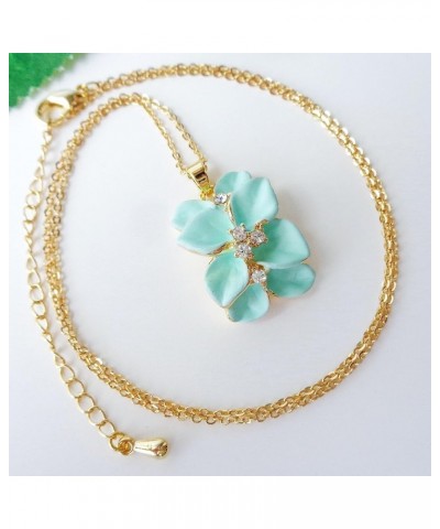 18k Gold Plated Clear Crystal Enamel Leaves Flower Pendant Necklace 16"+2 Light Green $9.34 Necklaces