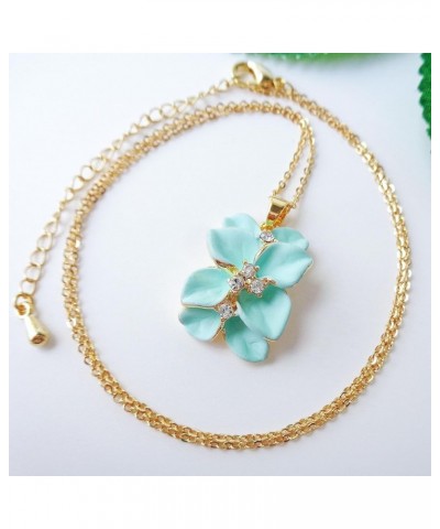 18k Gold Plated Clear Crystal Enamel Leaves Flower Pendant Necklace 16"+2 Light Green $9.34 Necklaces