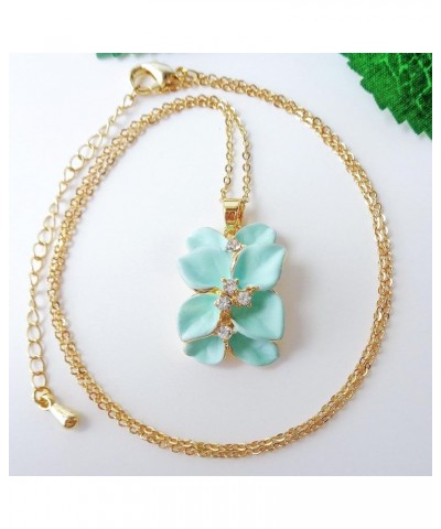 18k Gold Plated Clear Crystal Enamel Leaves Flower Pendant Necklace 16"+2 Light Green $9.34 Necklaces