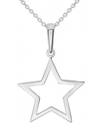 14k White Gold Open Star Charm Pendant Necklace 20.0 Inches $72.50 Necklaces