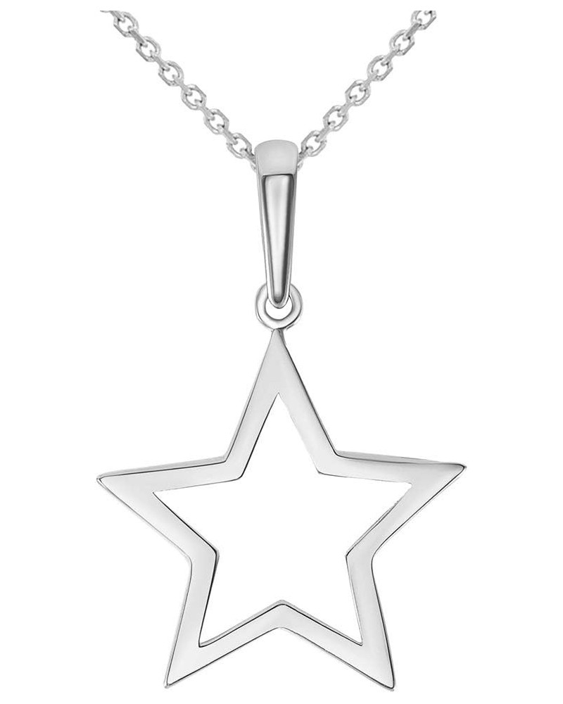 14k White Gold Open Star Charm Pendant Necklace 20.0 Inches $72.50 Necklaces