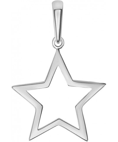 14k White Gold Open Star Charm Pendant Necklace 20.0 Inches $72.50 Necklaces