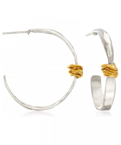 Two-Tone Sterling Silver Wrapped Hoop Earrings $26.88 Earrings