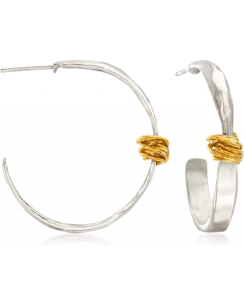 Two-Tone Sterling Silver Wrapped Hoop Earrings $26.88 Earrings