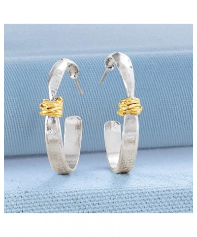 Two-Tone Sterling Silver Wrapped Hoop Earrings $26.88 Earrings