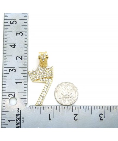 Pave Crown Tilted 1,2,3,4,5,6,7,8,9 Number Pendant 24" Box Chain Necklace in Gold Tone 7 - Gold $13.10 Necklaces