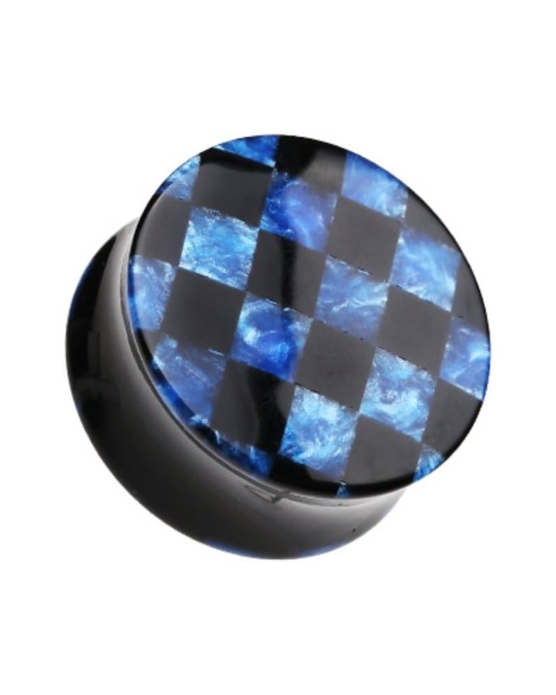 Marble Checker Double Flared WildKlass Ear Gauge Plug (Sold as Pairs) 2 GA Blue $14.29 Body Jewelry