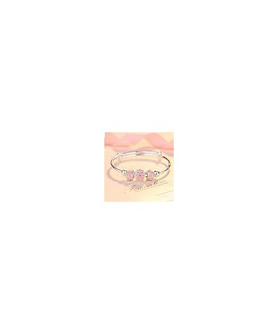 Fashion Plated S925 Sterling Silver Cherry Blossom Bracelet Bracelet Lucky Transfer Bangle Silver Beads Bangle Transfer Pink ...