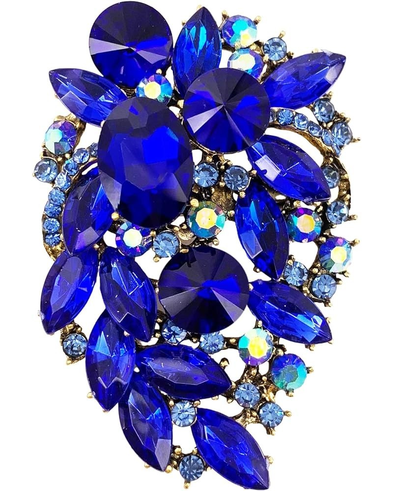 Rhinestone Statement Brooch Pin Flower Dress Accessory Blue $8.09 Brooches & Pins