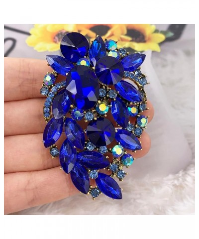 Rhinestone Statement Brooch Pin Flower Dress Accessory Blue $8.09 Brooches & Pins