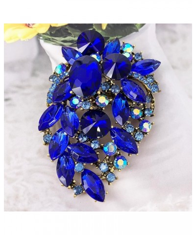 Rhinestone Statement Brooch Pin Flower Dress Accessory Blue $8.09 Brooches & Pins