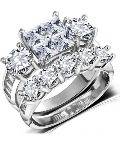 Princess Wedding Rings for Women - Brilliant Cubic Zirconia Big Engagement Bridal Sets Size 5-11 $9.89 Sets