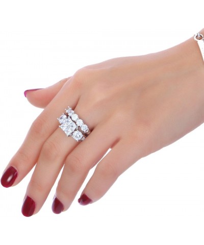 Princess Wedding Rings for Women - Brilliant Cubic Zirconia Big Engagement Bridal Sets Size 5-11 $9.89 Sets