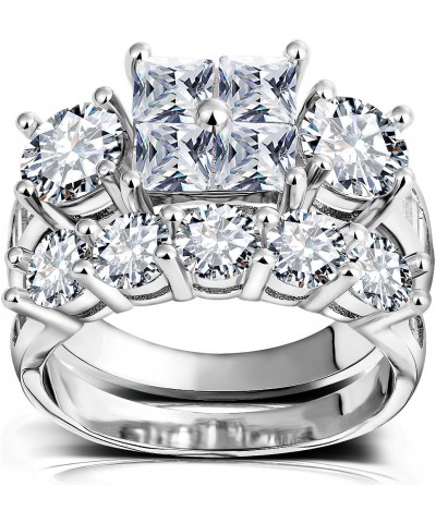 Princess Wedding Rings for Women - Brilliant Cubic Zirconia Big Engagement Bridal Sets Size 5-11 $9.89 Sets