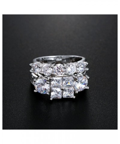 Princess Wedding Rings for Women - Brilliant Cubic Zirconia Big Engagement Bridal Sets Size 5-11 $9.89 Sets