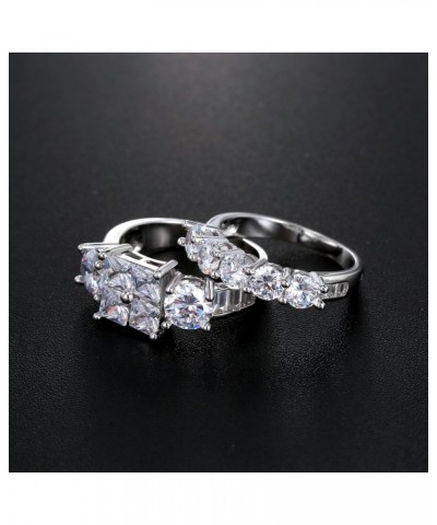 Princess Wedding Rings for Women - Brilliant Cubic Zirconia Big Engagement Bridal Sets Size 5-11 $9.89 Sets