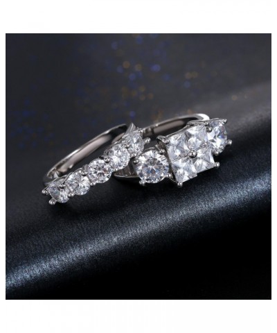 Princess Wedding Rings for Women - Brilliant Cubic Zirconia Big Engagement Bridal Sets Size 5-11 $9.89 Sets