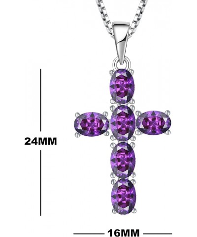 Women Necklace 925 Sterling Silver Cross Pendant Necklace with Cubic Zirconia Jewelry Gift February,Amethyst Color $28.60 Nec...