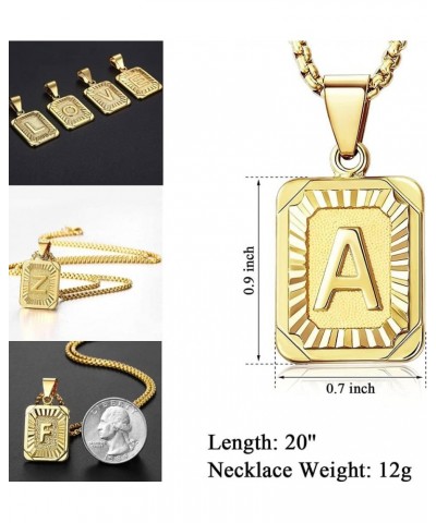 Stainless Steel Initial Letter Pendant Necklace A-Z Capital Letter Box Chain Monogram Necklace for Men Women 18inch Gold Y go...